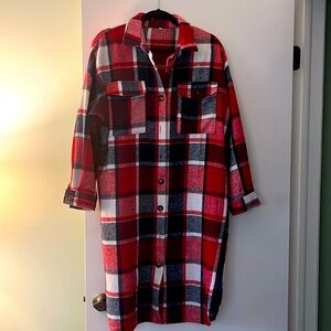 Red, white and blue Oversized Midi shirt dress